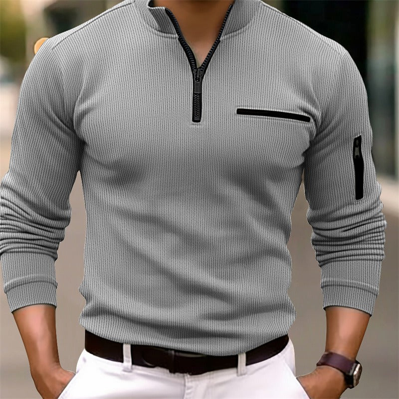 Men's Funnel Neck Polo Jumper | Quarter Zip