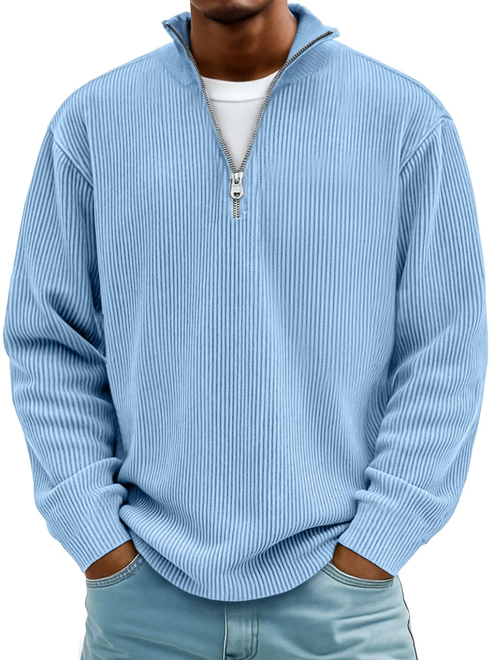 Men's Ribbed Quarter Zip Jumper | Funnel Neck