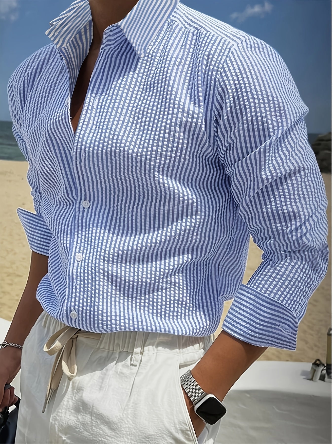 Men's Striped Long Sleeve Shirt | Oxford