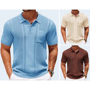Men's Textured Stripe Polo Shirt | Short Sleeve