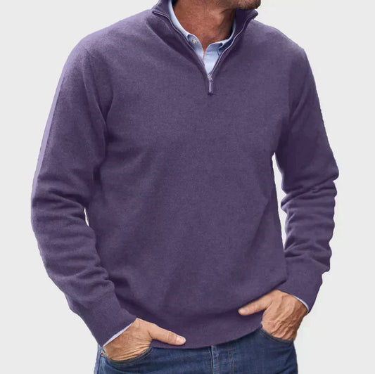 Men's Long Sleeve Quarter Zip Jumper – Purple