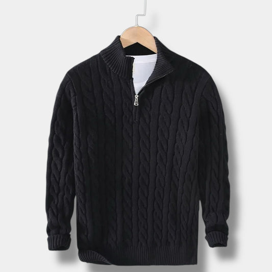 Men's Winter Cable Knit Jumper โ Black