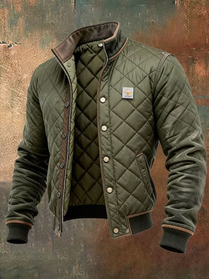 Cedric | Contrast Collar Quilted Bomber Jacket
