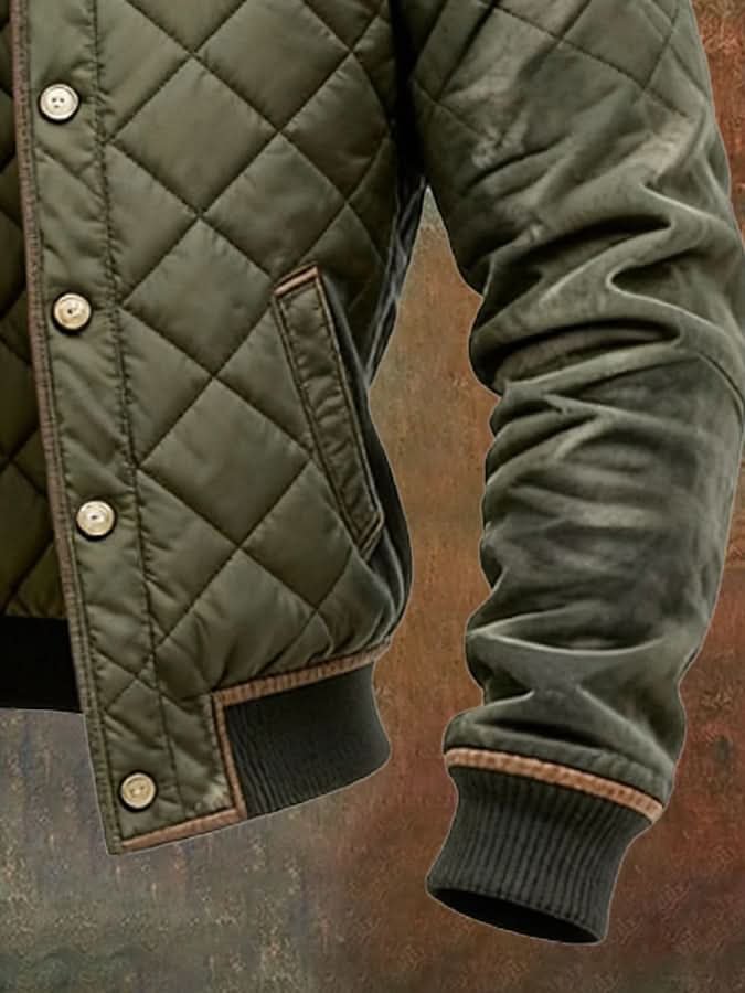 Cedric | Contrast Collar Quilted Bomber Jacket