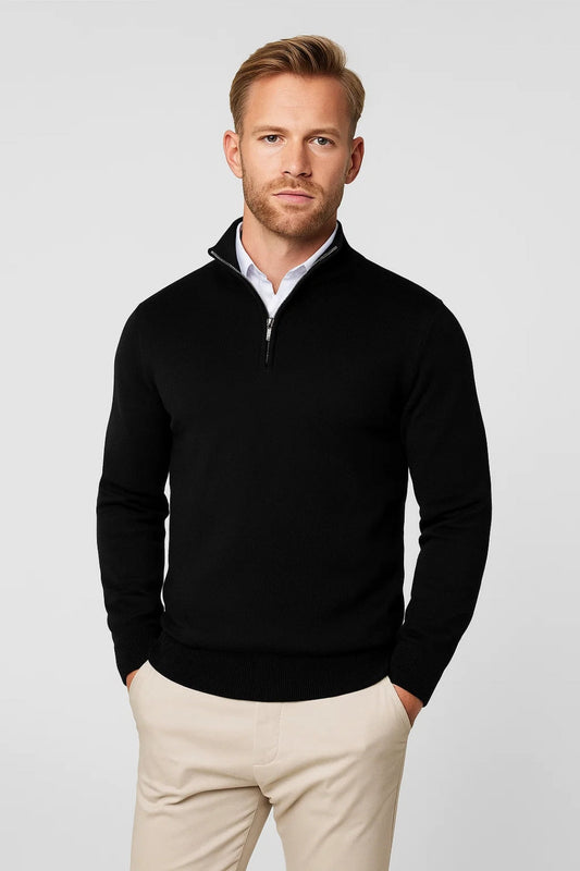Men's Winter Half Zip Jumper – Black