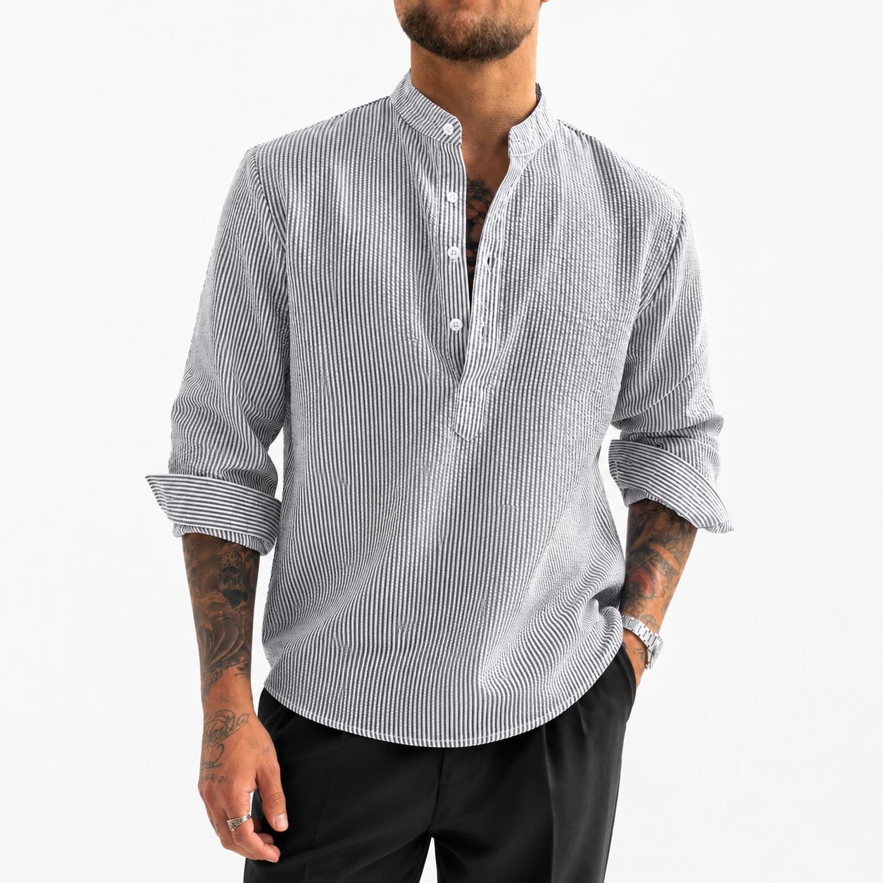Isaac Striped Shirt | High Neck