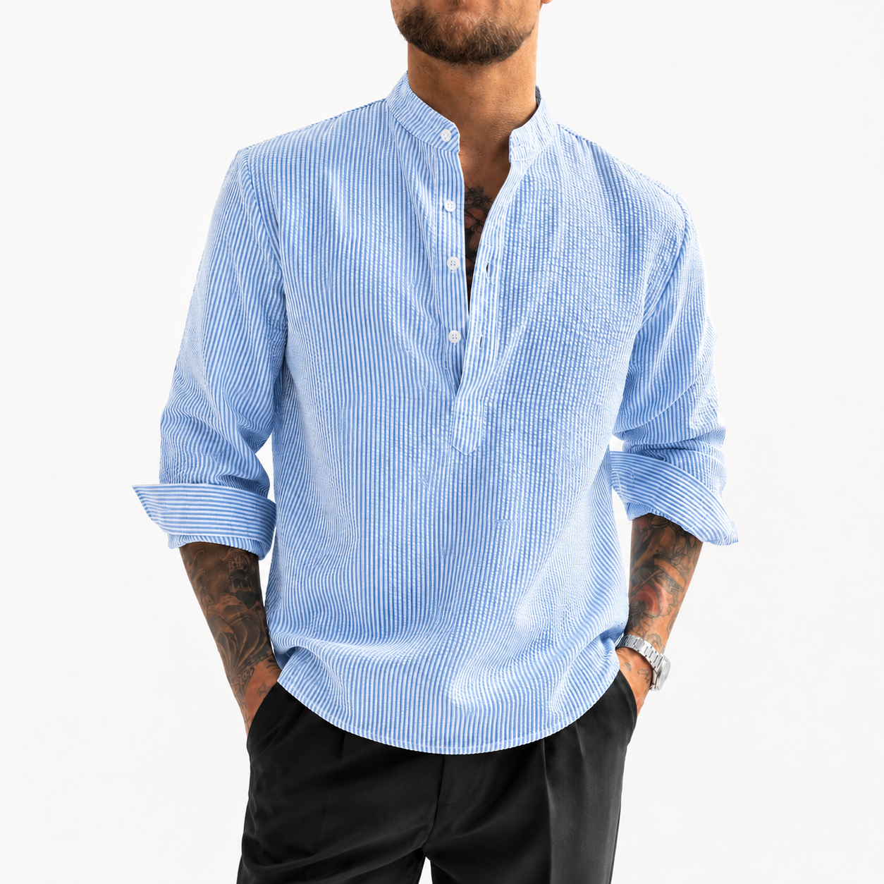 Isaac Striped Shirt | High Neck