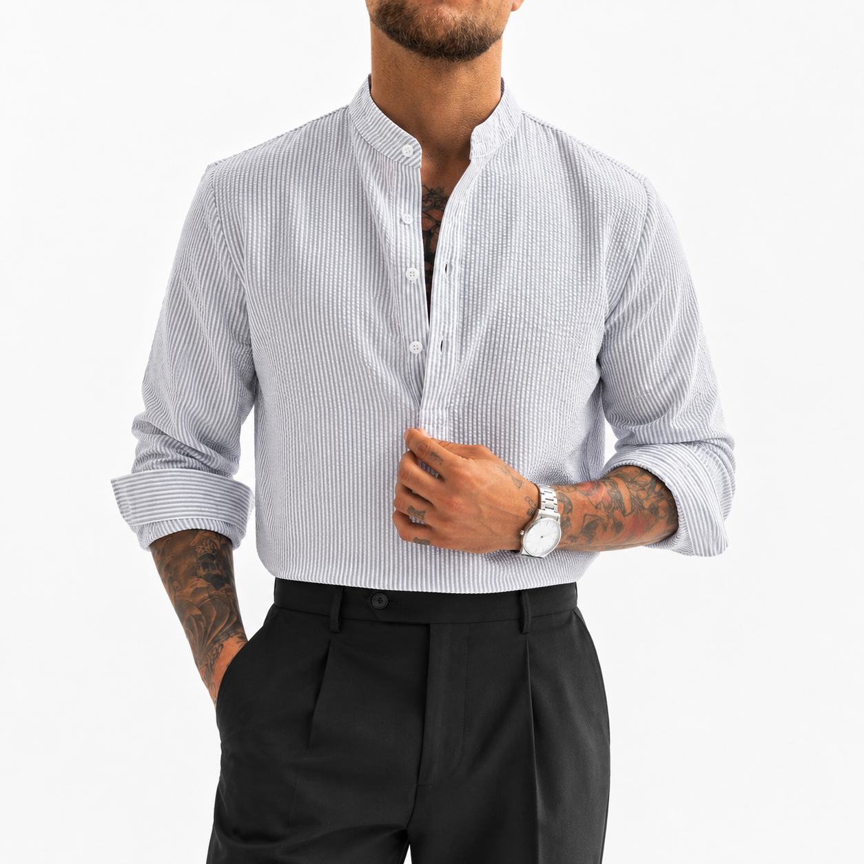 Isaac Striped Shirt | High Neck