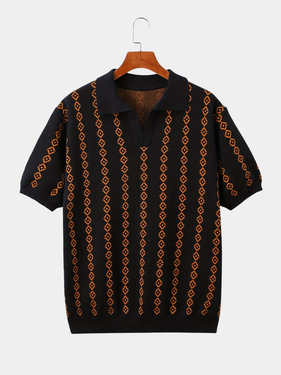 Lancelot Geometric Polo Shirt | V Neck