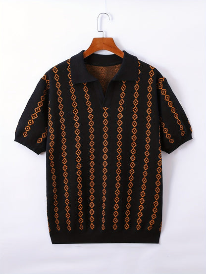 Lancelot Geometric Polo Shirt | V Neck