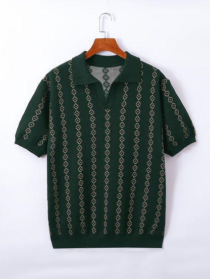 Lancelot Geometric Polo Shirt | V Neck