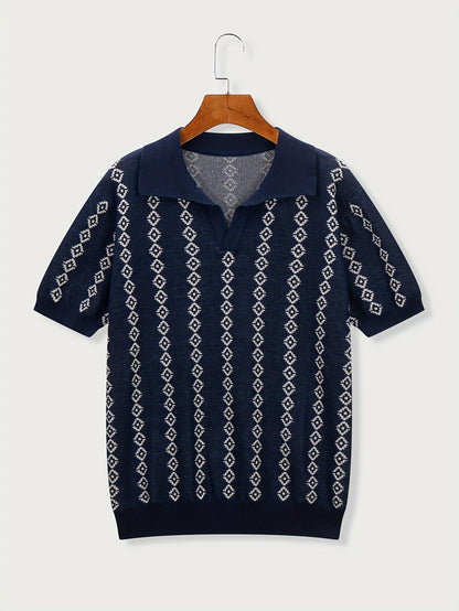 Lancelot Geometric Polo Shirt | V Neck