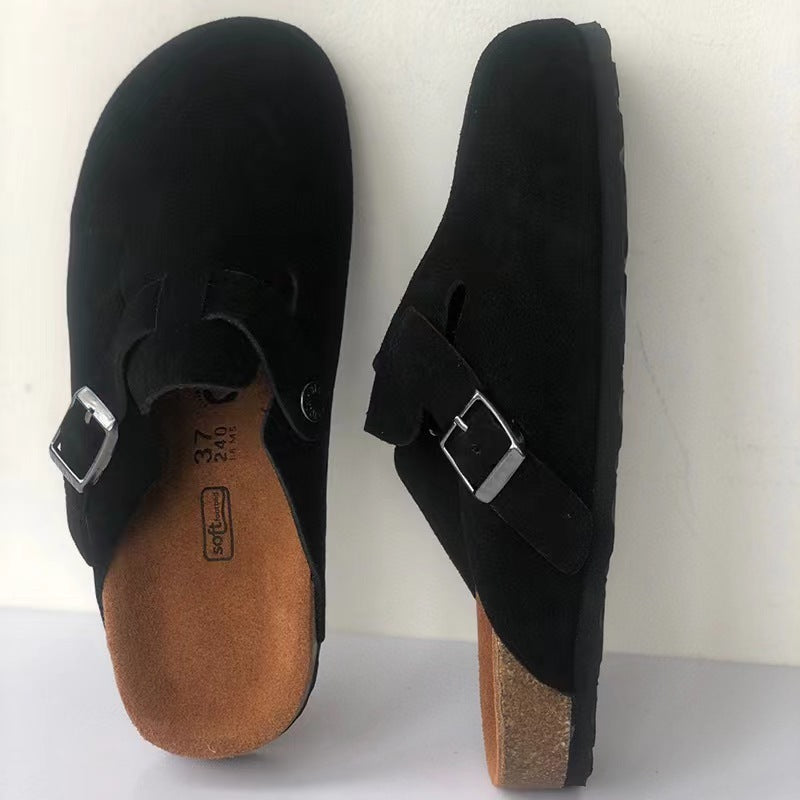 Men's Buckle Suede-Look Sliders | Slip On