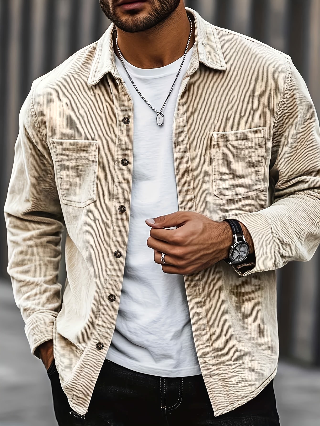 Men's Long Sleeve Shirt | Flap Pocket
