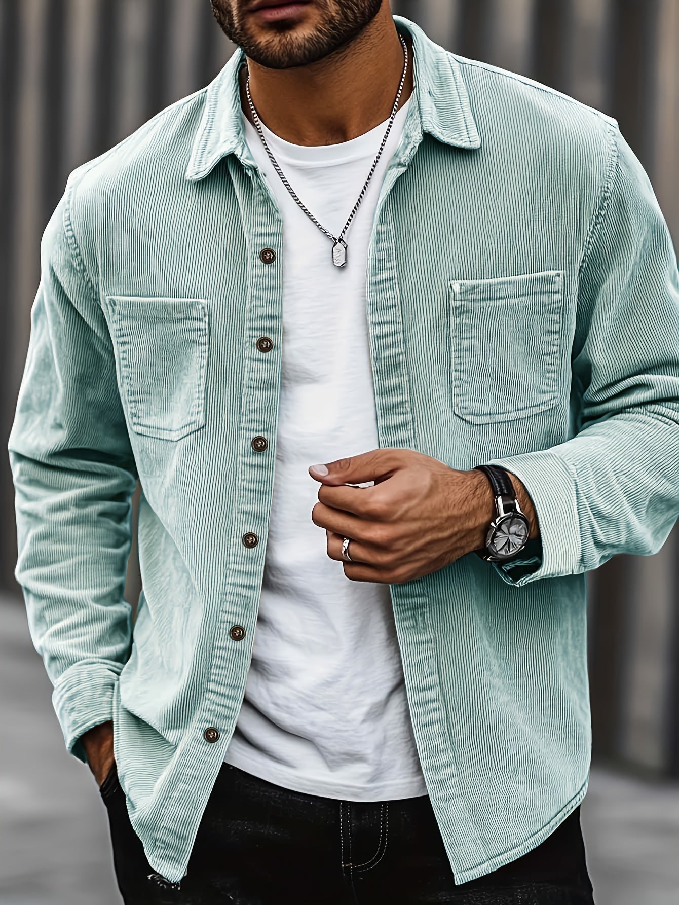 Men's Long Sleeve Shirt | Flap Pocket