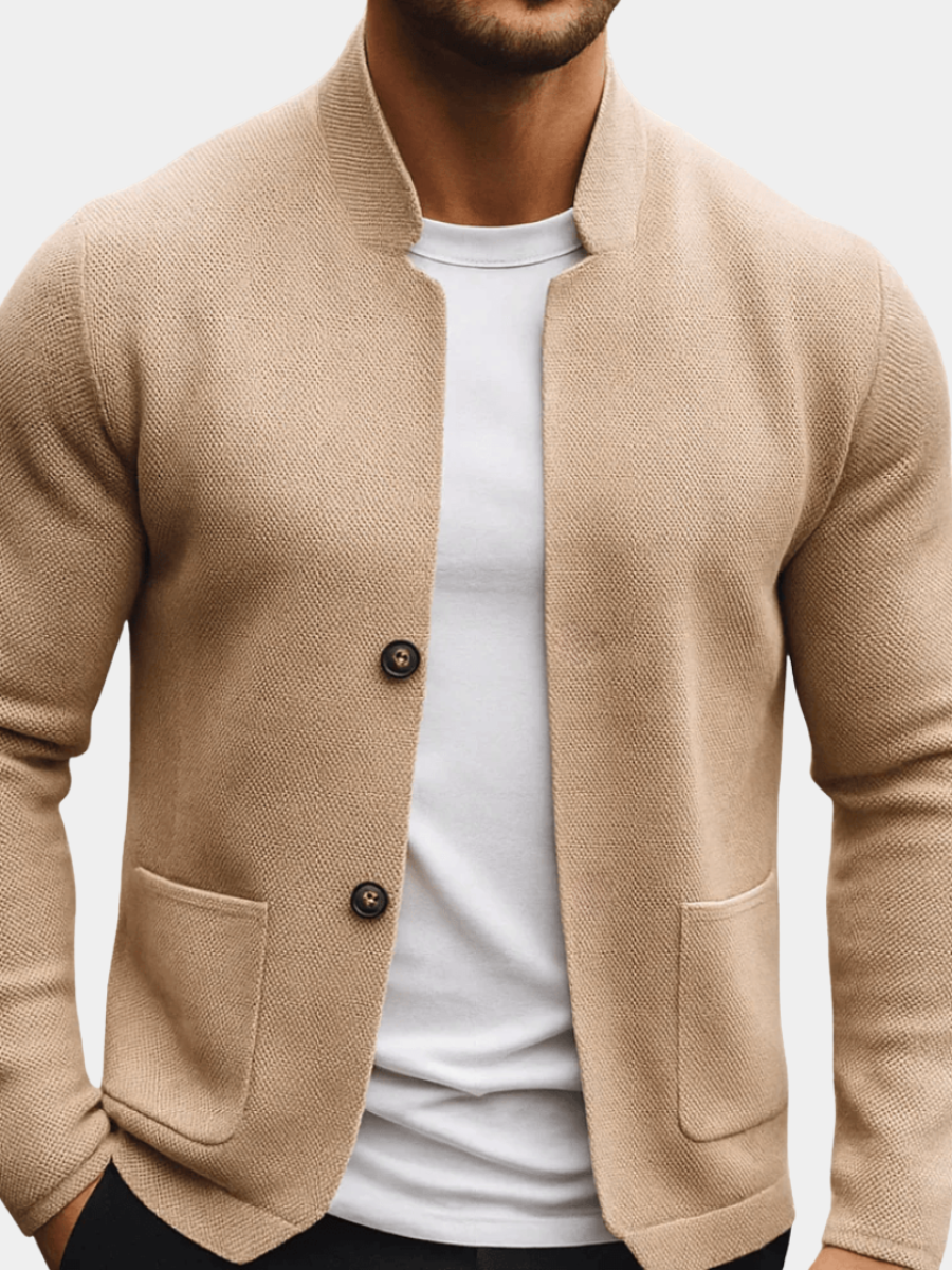 Men's Button Up Cardigan | Stand Collar