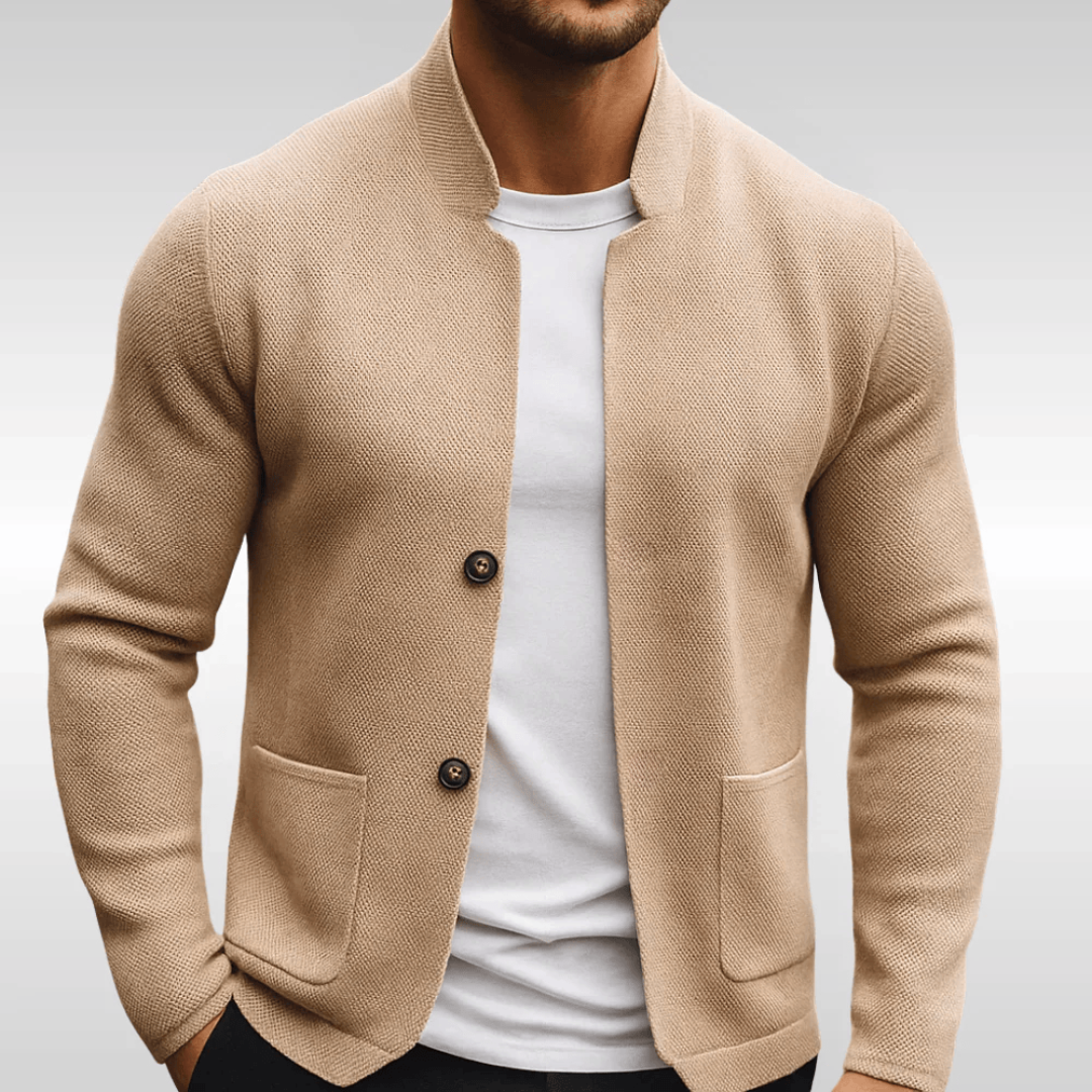 Men's Button Up Cardigan | Stand Collar