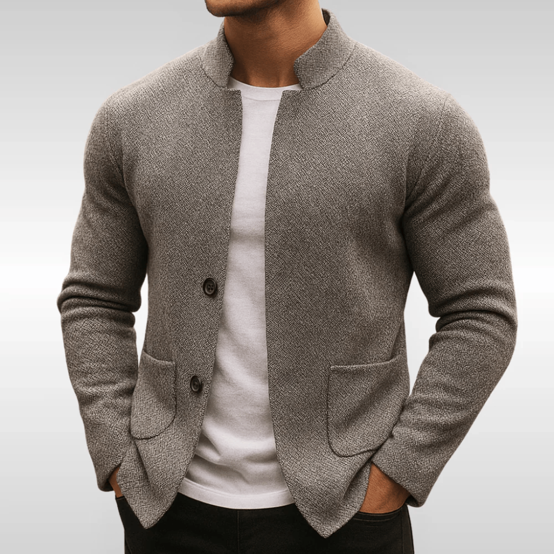 Men's Button Up Cardigan | Stand Collar