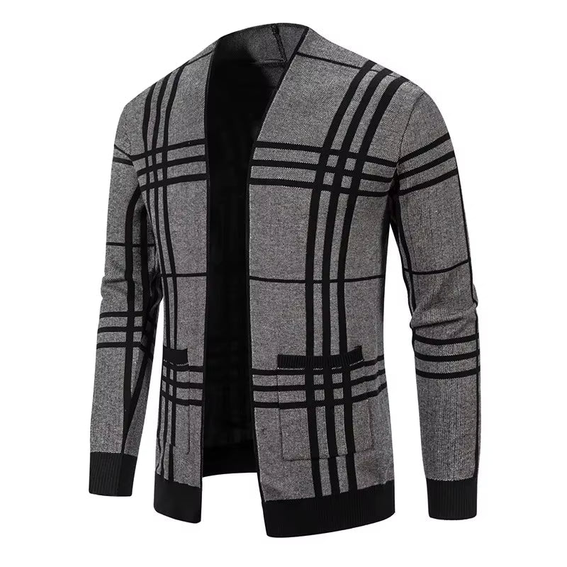 Men's Checked Cardigan | Open Front