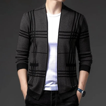 Men's Checked Cardigan | Open Front