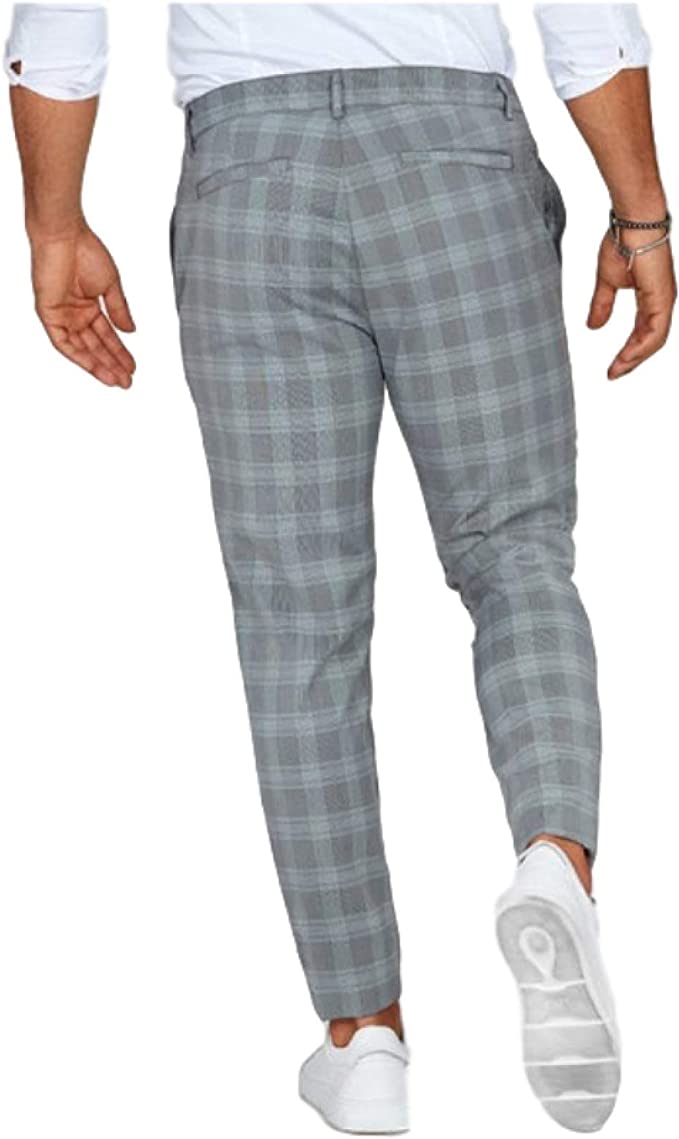 Men's Checked Slim Chino Trousers | Slim Fit