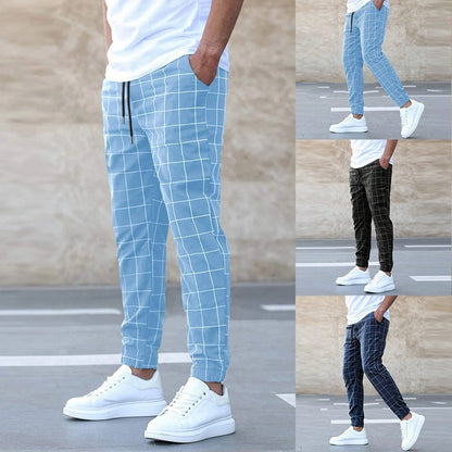 Men's Checked Tapered Trousers | Slim Fit