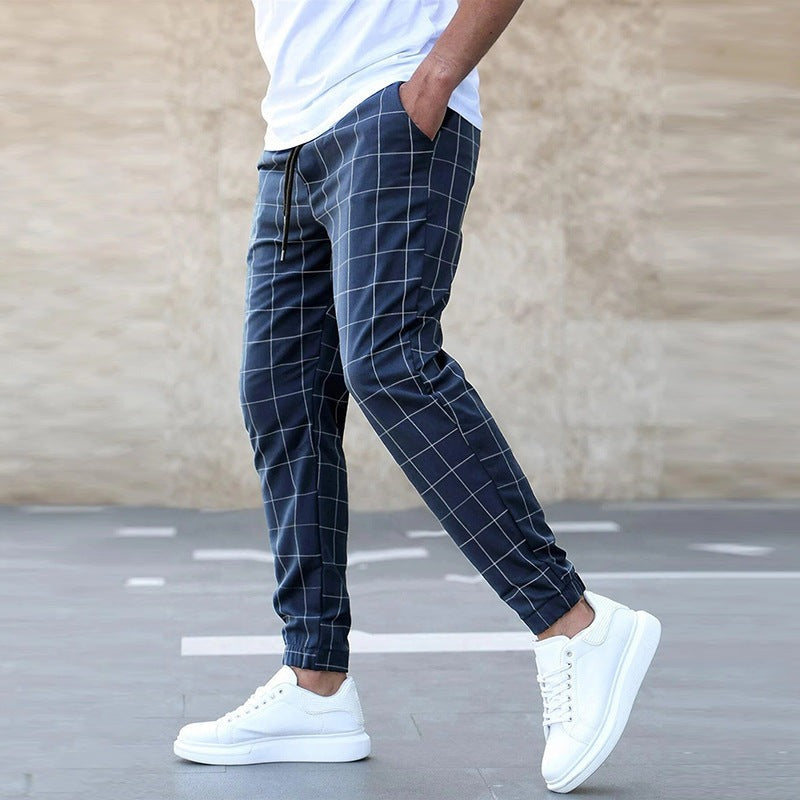 Men's Checked Tapered Trousers | Slim Fit