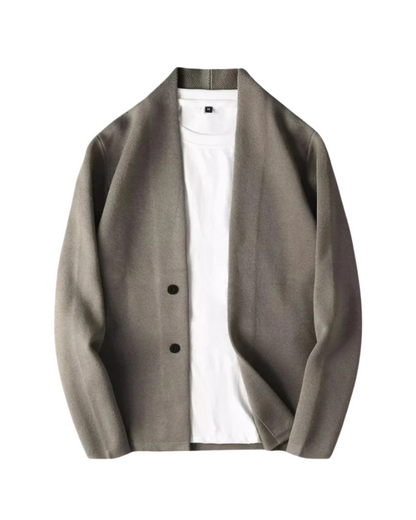 Men's Collarless Button Overshirt | Long Sleeve