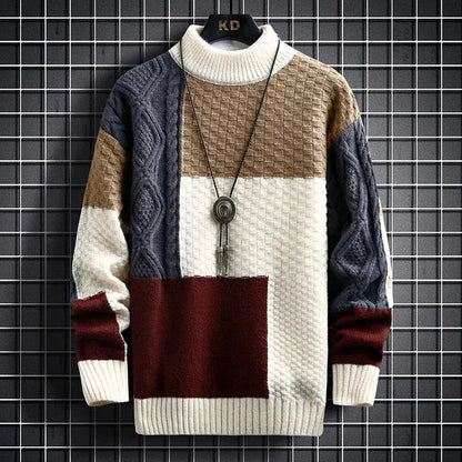 Men's Colour Block Jumper | Crew Neck