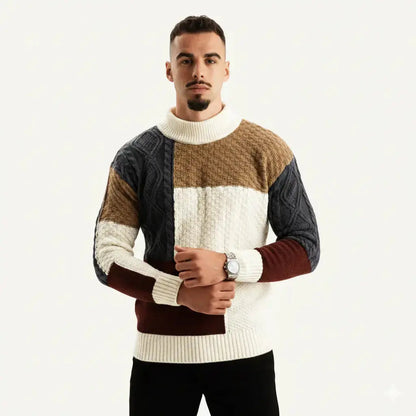 Men's Colour Block Jumper | Crew Neck