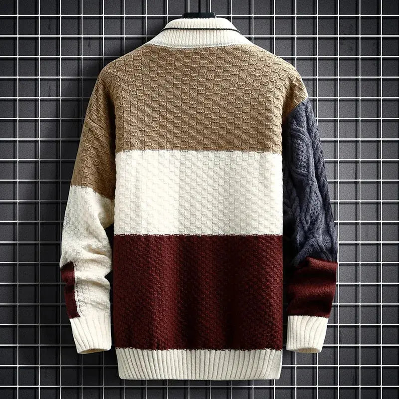 Men's Colour Block Jumper | Crew Neck