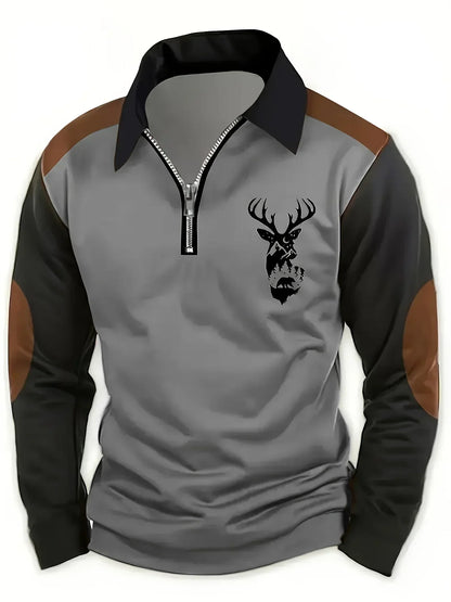 Men's Colour Block Sweatshirt Jumper | Quarter Zip