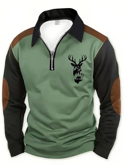 Men's Colour Block Sweatshirt Jumper | Quarter Zip