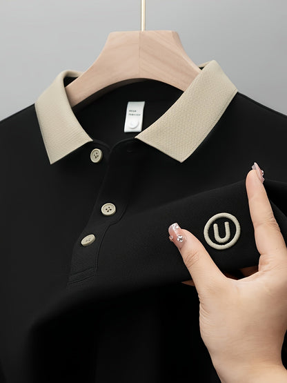 Men's Contrast Collar Polo | Long Sleeve