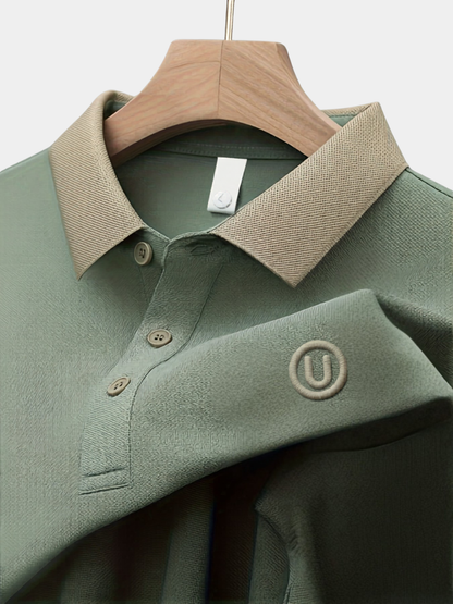 Men's Contrast Collar Polo | Long Sleeve