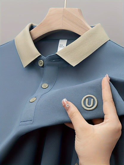 Men's Contrast Collar Polo | Long Sleeve