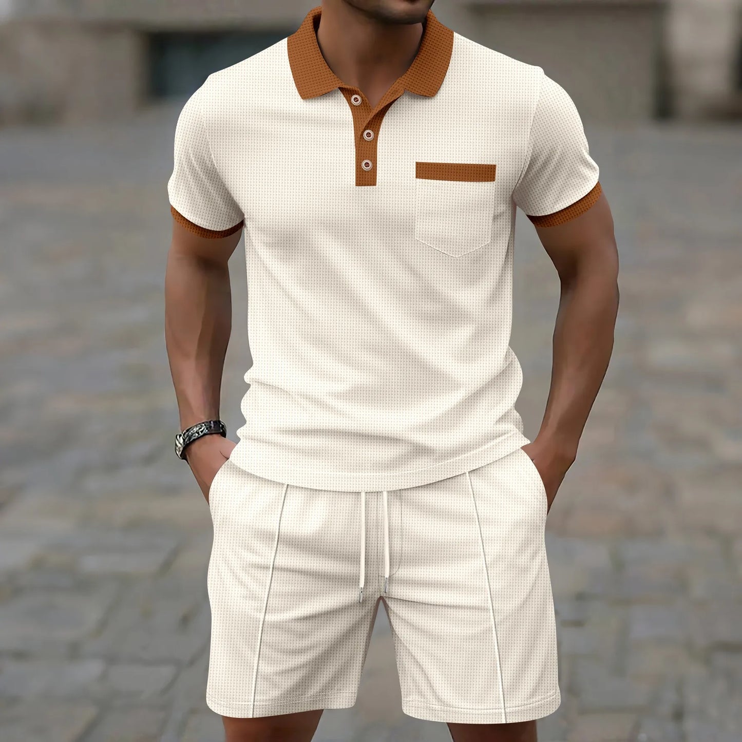 Men's Contrast Collar Polo Shirt | Short Sleeve