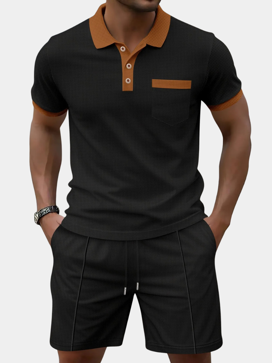 Men's Contrast Collar Polo Shirt | Short Sleeve