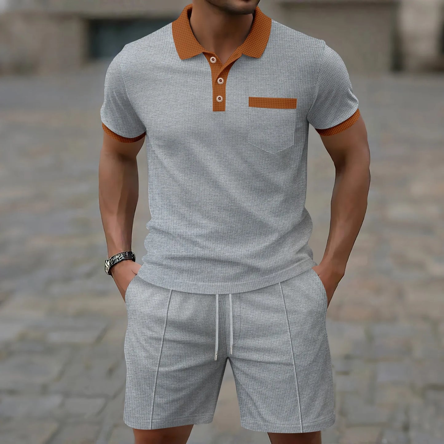 Men's Contrast Collar Polo Shirt | Short Sleeve