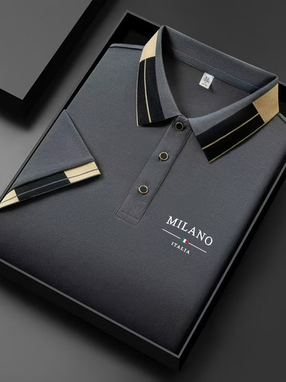 Men's Striped Collar Polo Shirt