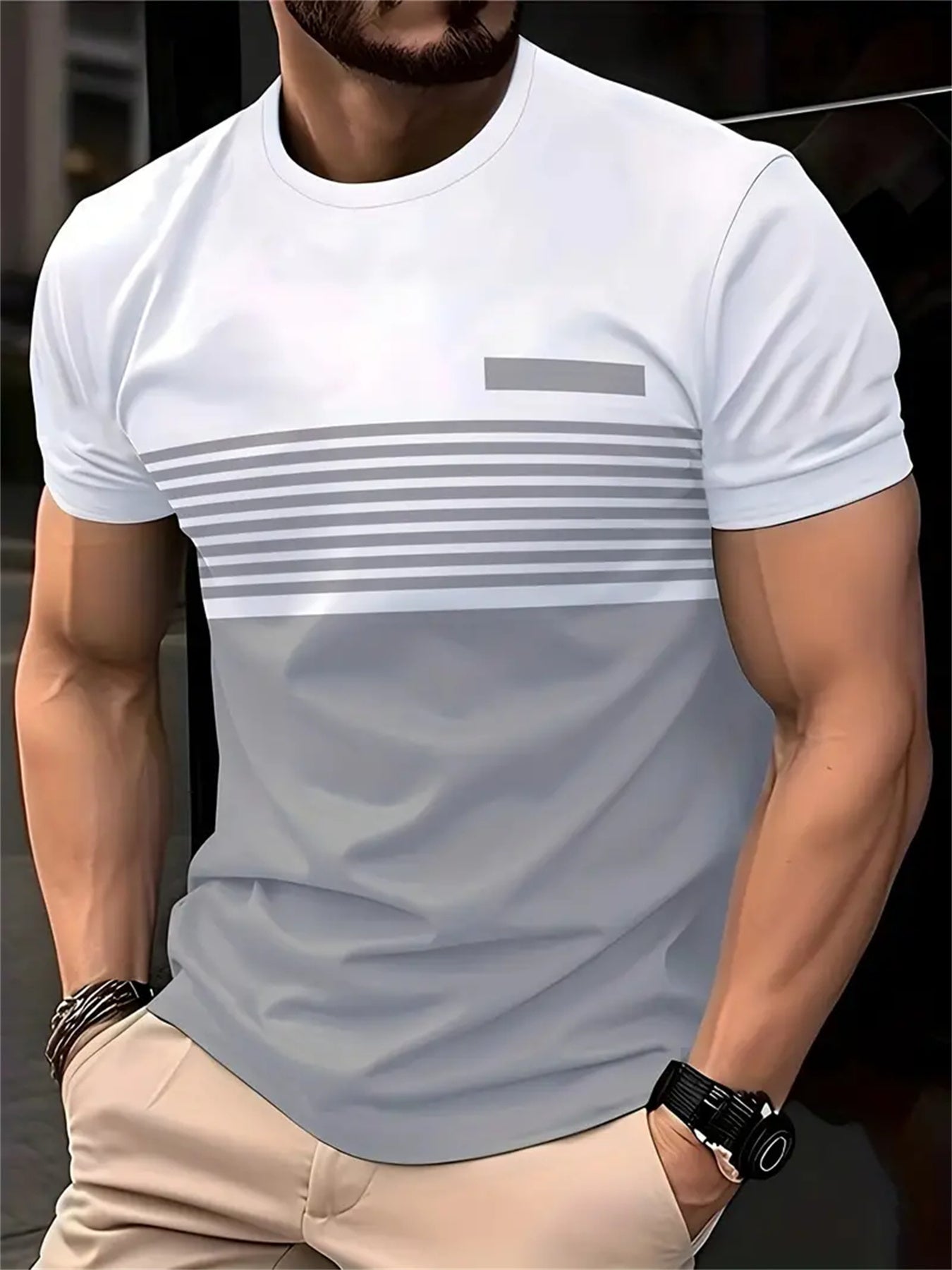Men's Striped Crew Neck T-Shirt | Short Sleeve