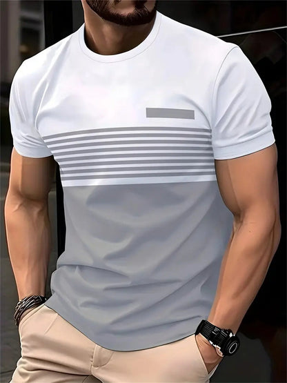 Men's Striped Crew Neck T-Shirt | Short Sleeve