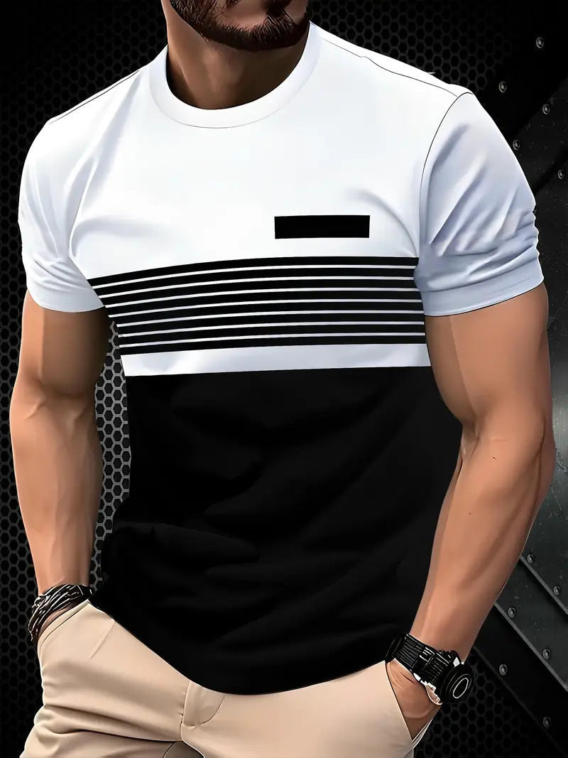 Men's Striped Crew Neck T-Shirt | Short Sleeve