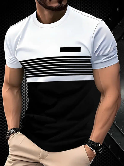 Men's Striped Crew Neck T-Shirt | Short Sleeve