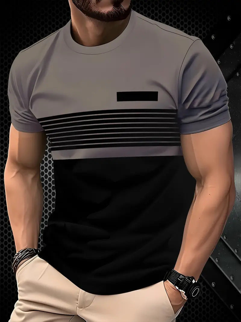 Men's Striped Crew Neck T-Shirt | Short Sleeve