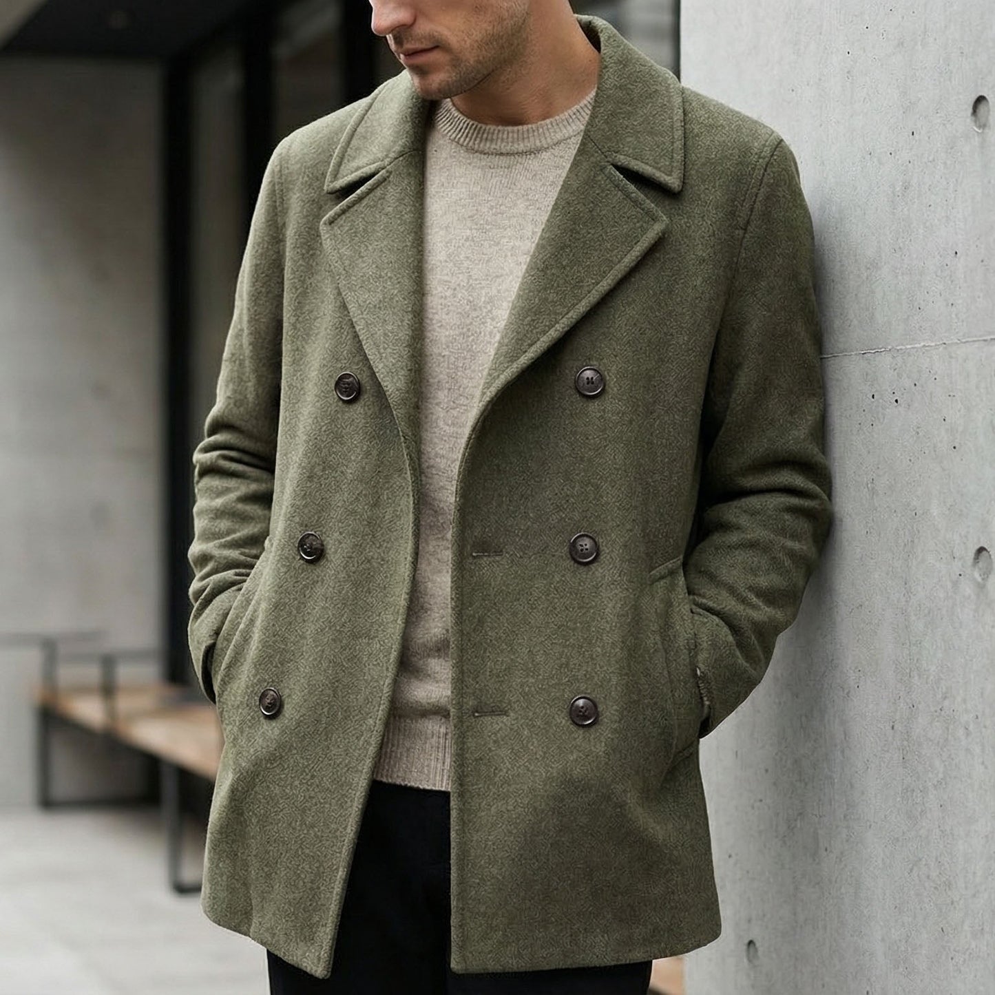 Men's Bomber Pea Coat | Notch Lapel