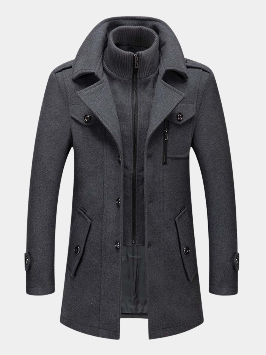 Men's Double Collar Coat | Mid Length