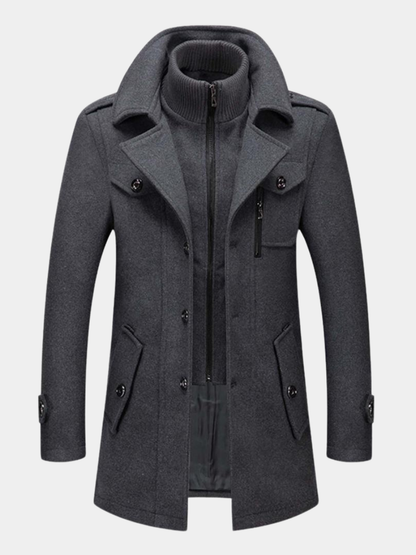 Men's Double Collar Coat | Mid Length
