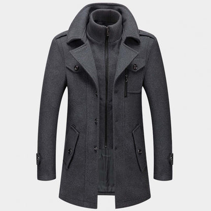 Men's Double Collar Coat | Mid Length