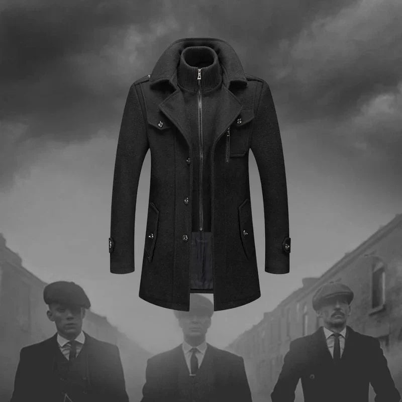 Men's Double Collar Coat | Mid Length